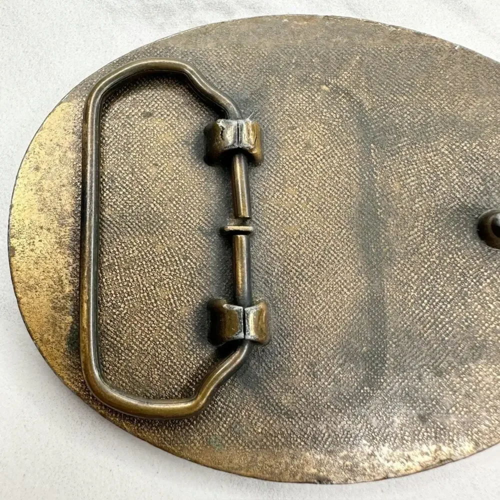 Vintage WWII Veteran Belt Buckle Brass Tone Great Seal Eagle E Pluribus Unum ✨